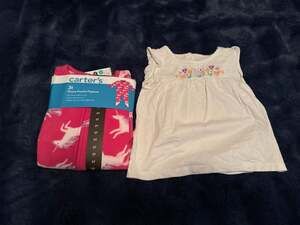Carter's Toddler Girls 3T Pink Unicorn Fleece Footed Pajama Sleeper and White Fl